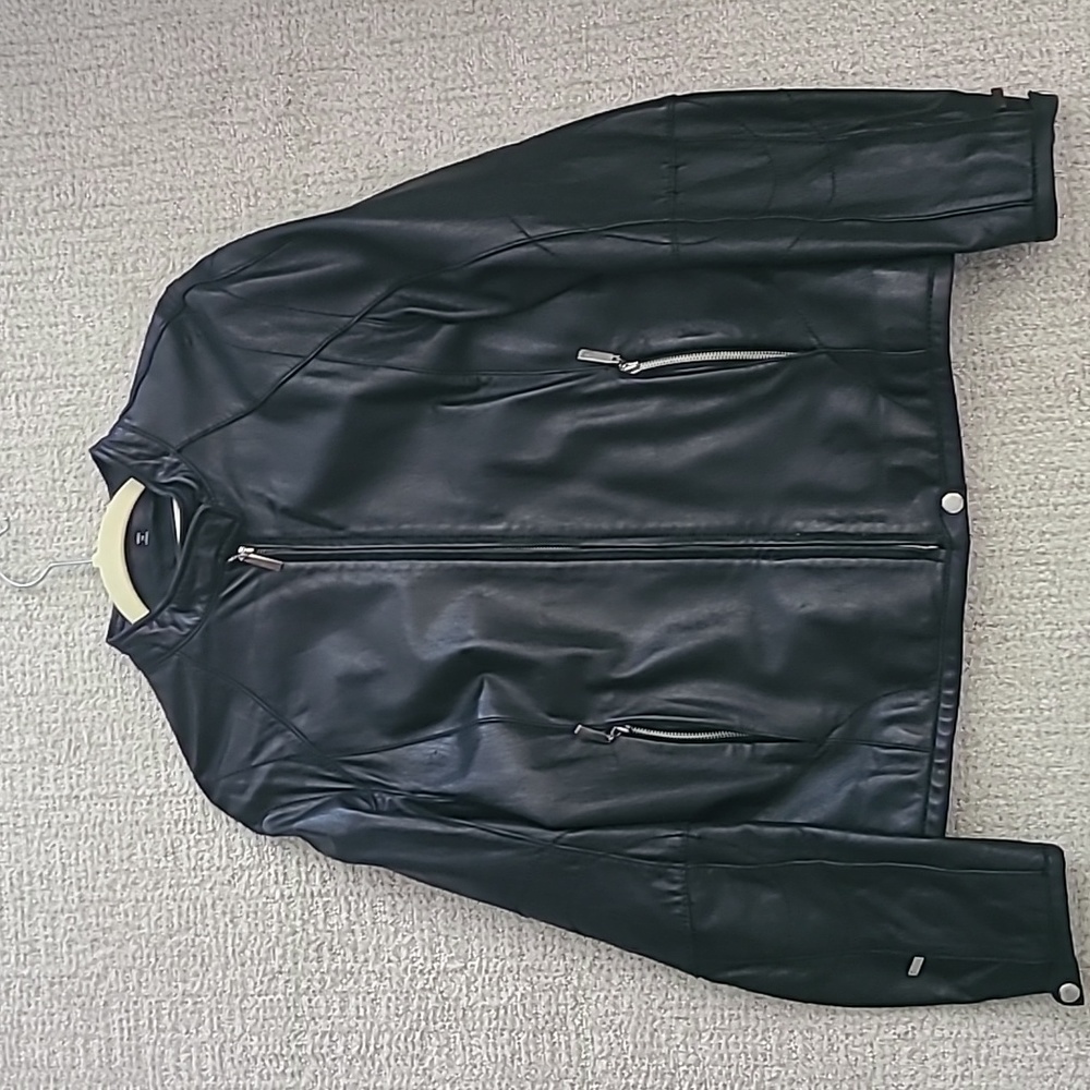 Women's black leather jacket Jones New York - Picture 3 of 11